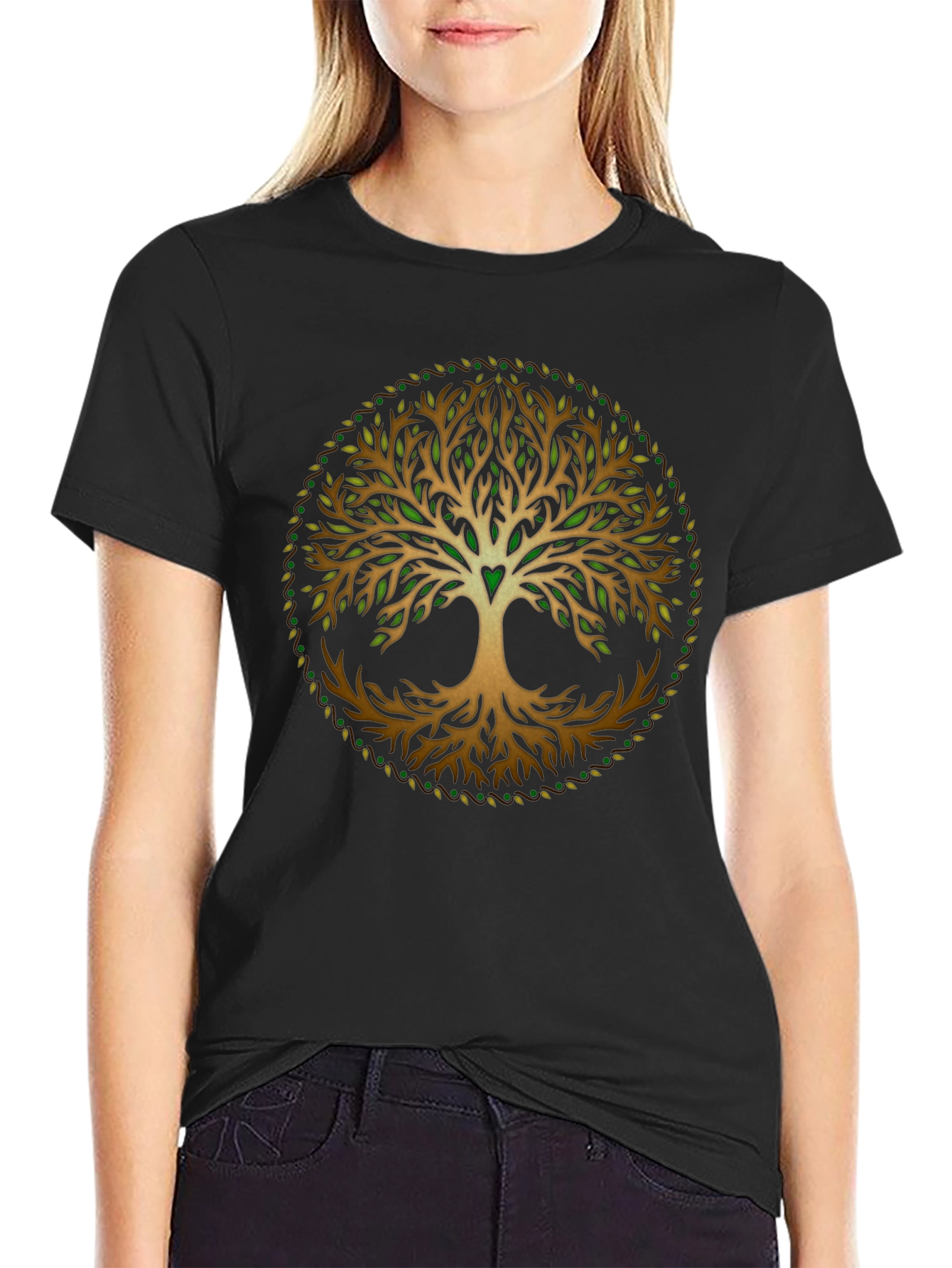 Tree of Life Graphic Print Black T-Shirt