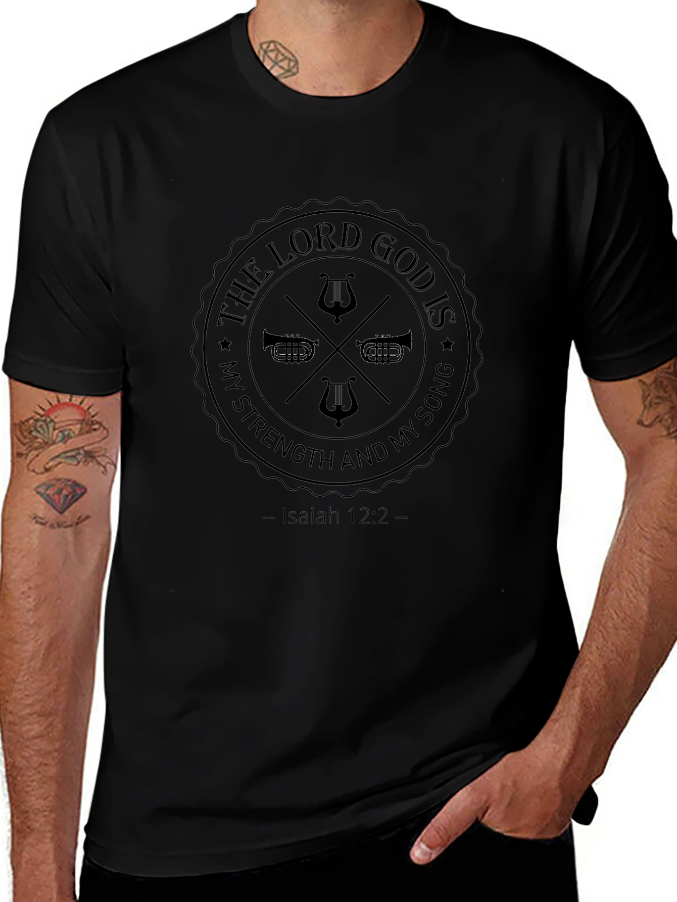 The Lord God is My Strength Black T-Shirt