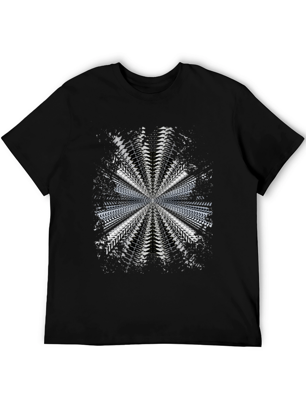 Abstract Radial Pattern Black T-Shirt