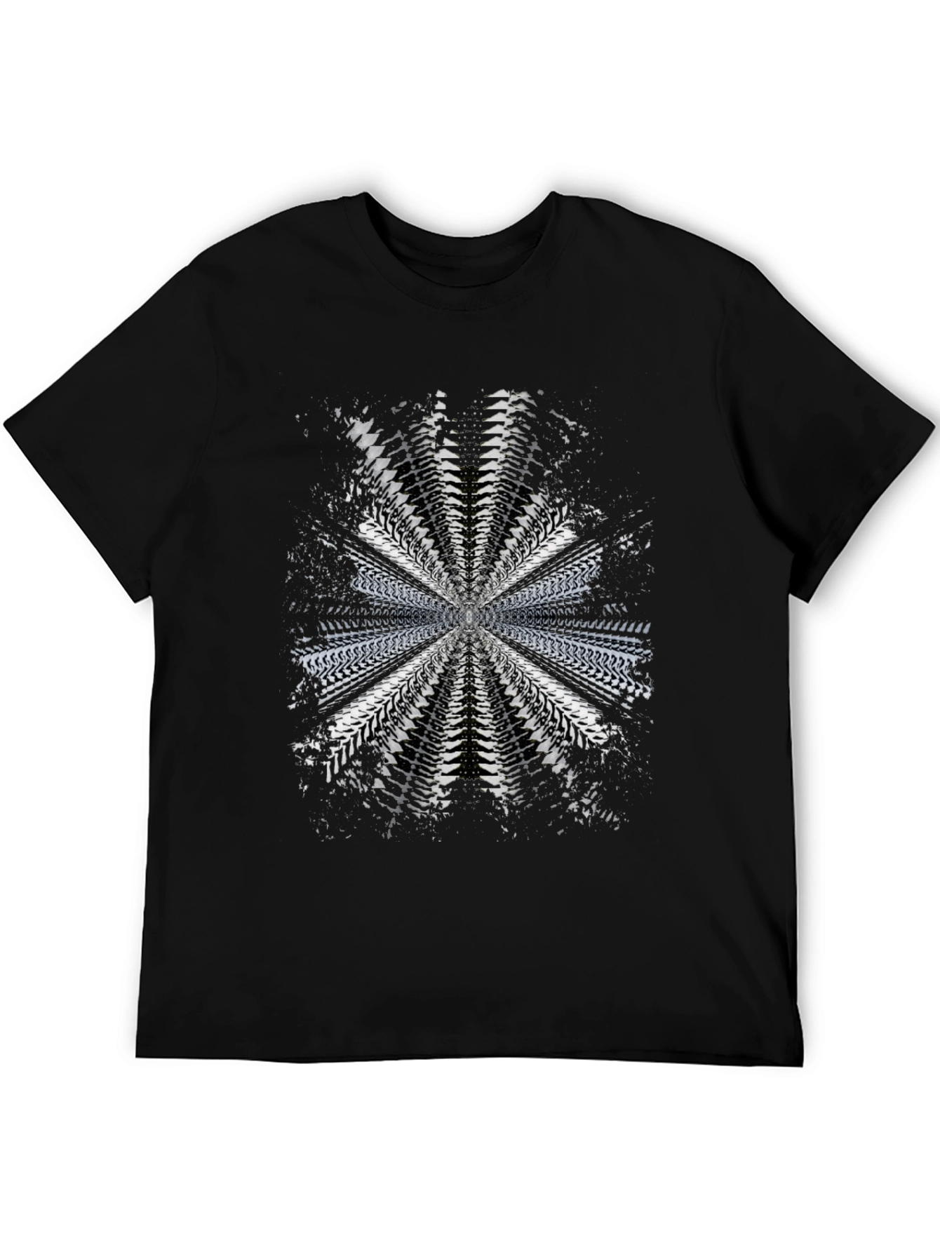 Abstract Radial Pattern Black T-Shirt