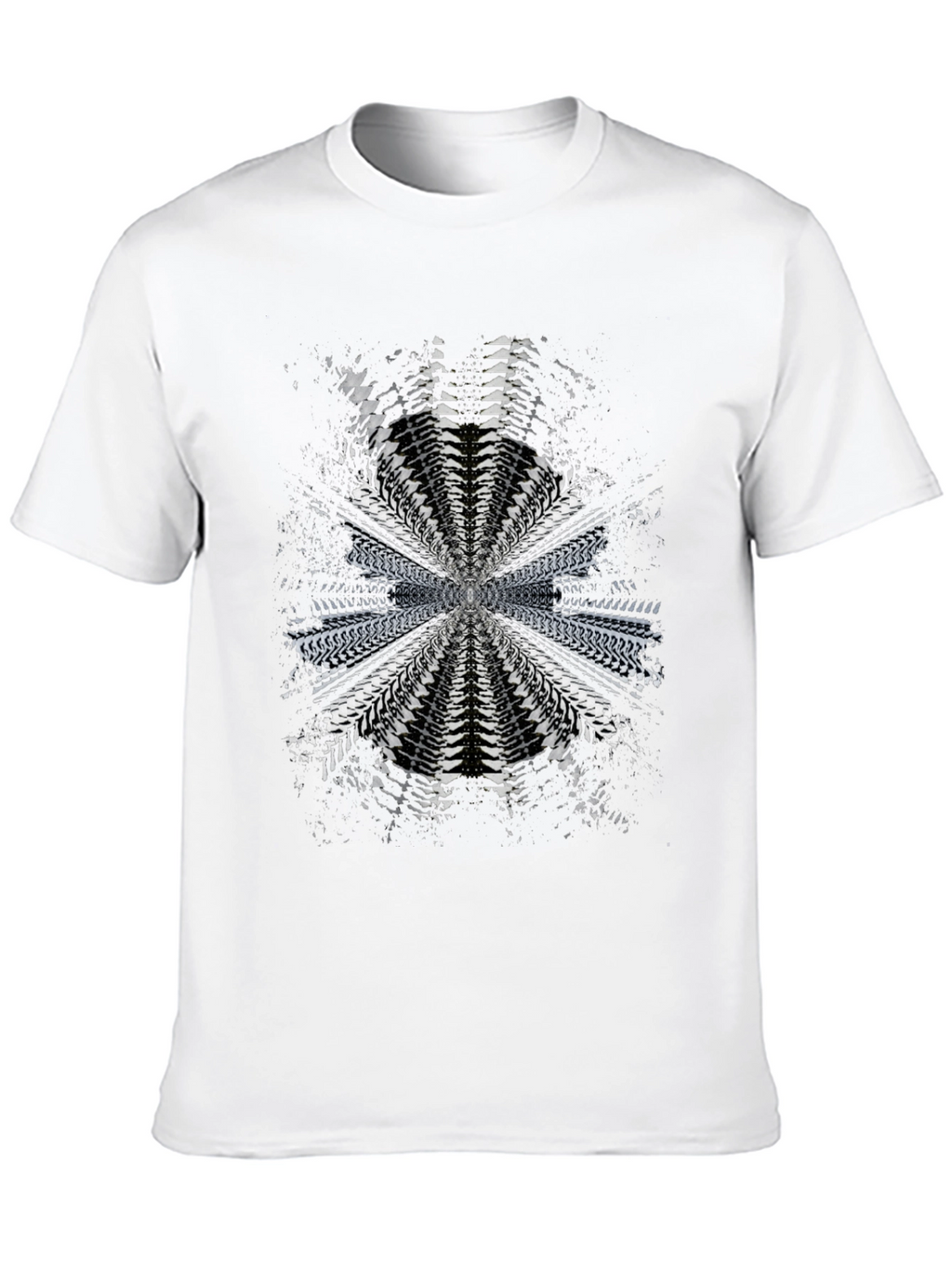 Abstract Radial Pattern Black T-Shirt