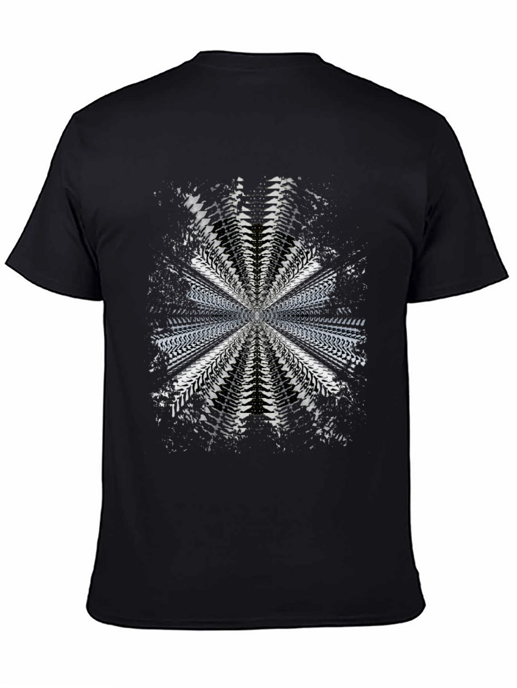 Abstract Radial Pattern Black T-Shirt