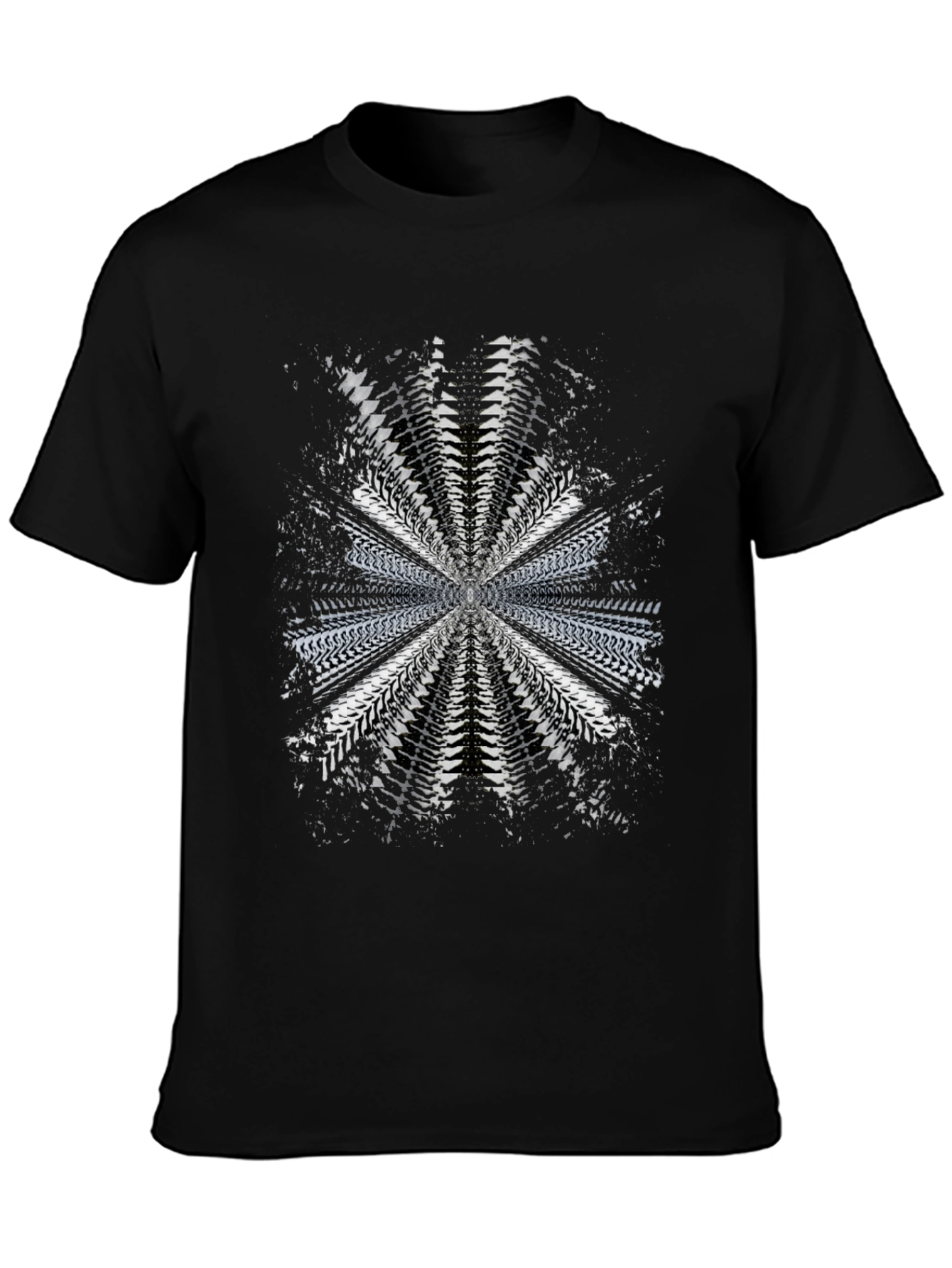 Abstract Radial Pattern Black T-Shirt