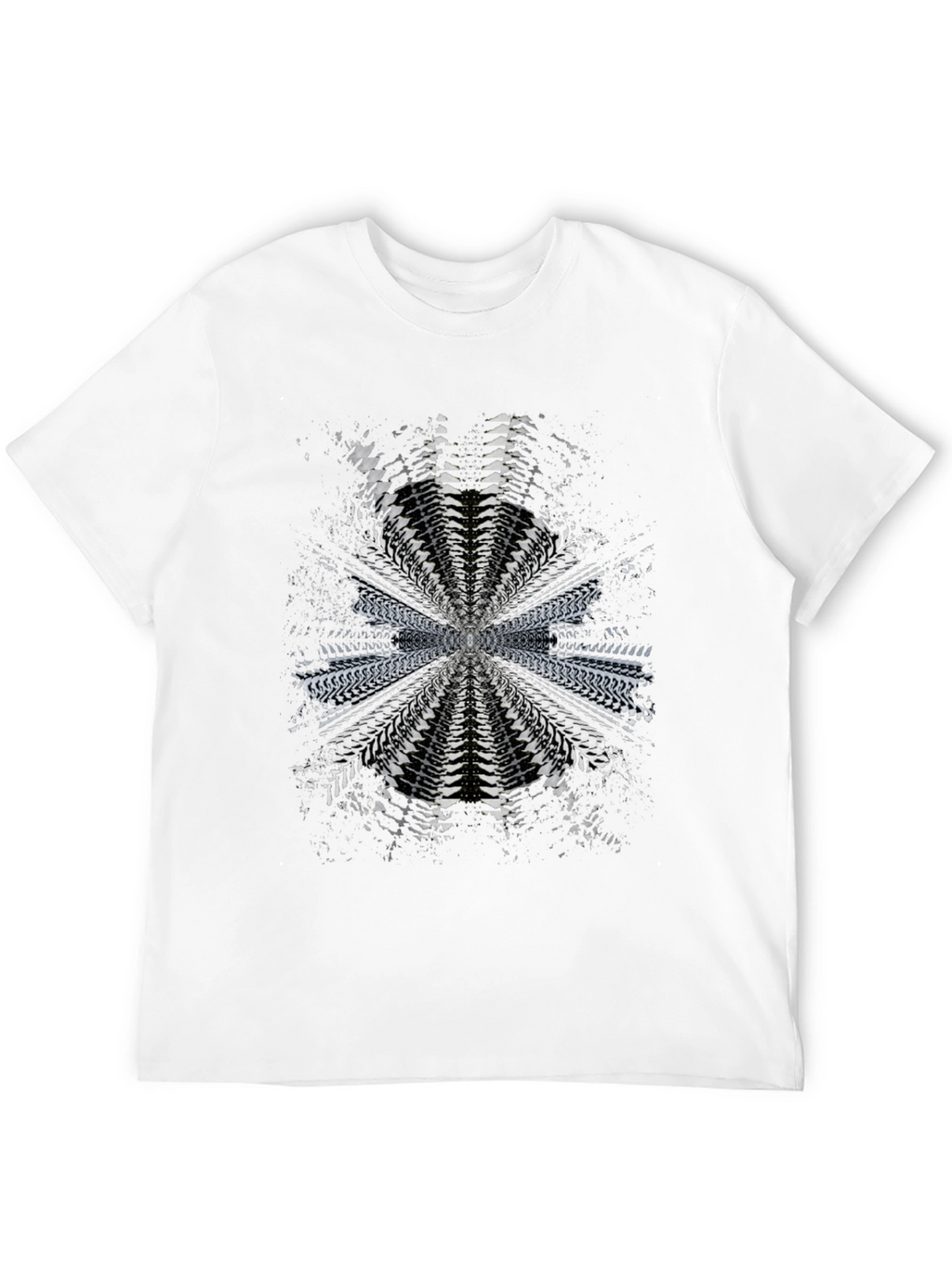 Abstract Radial Pattern Black T-Shirt