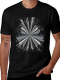Abstract Radial Pattern Black T-Shirt