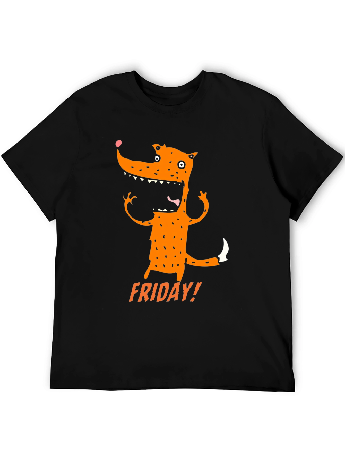 Funny Friday Fox Graphic Tee - Black