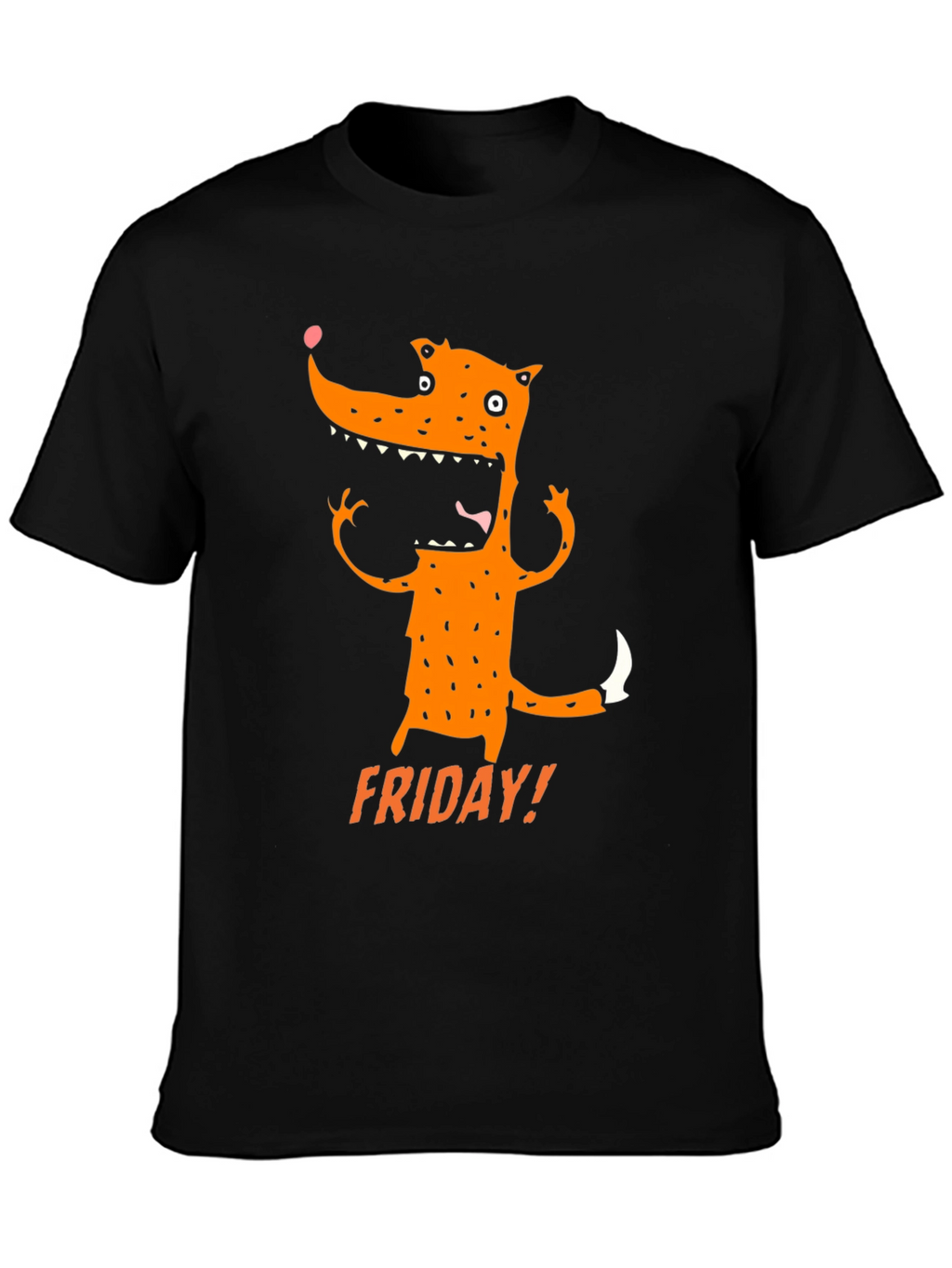 Funny Friday Fox Graphic Tee - Black