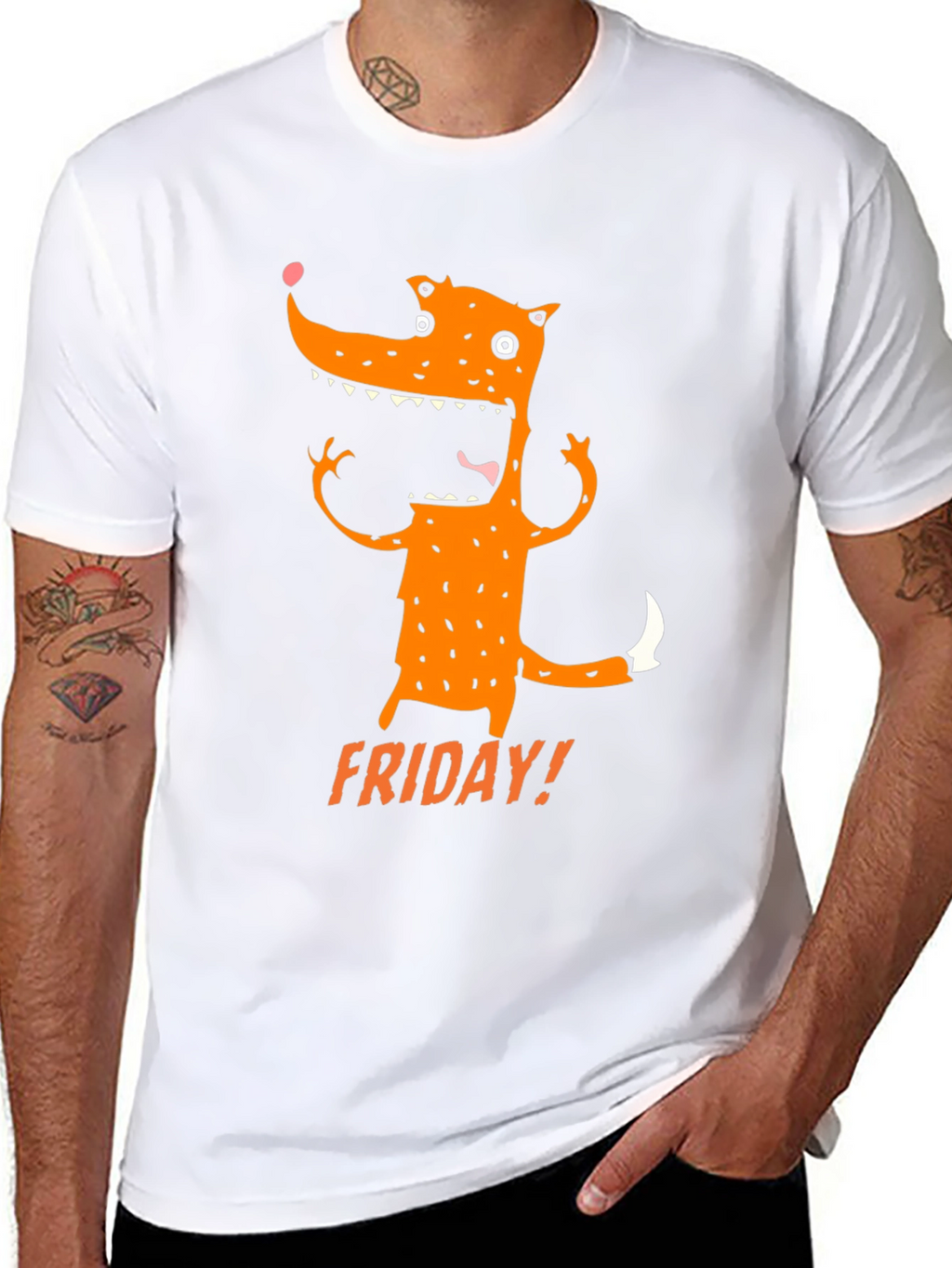 Funny Friday Fox Graphic Tee - Black