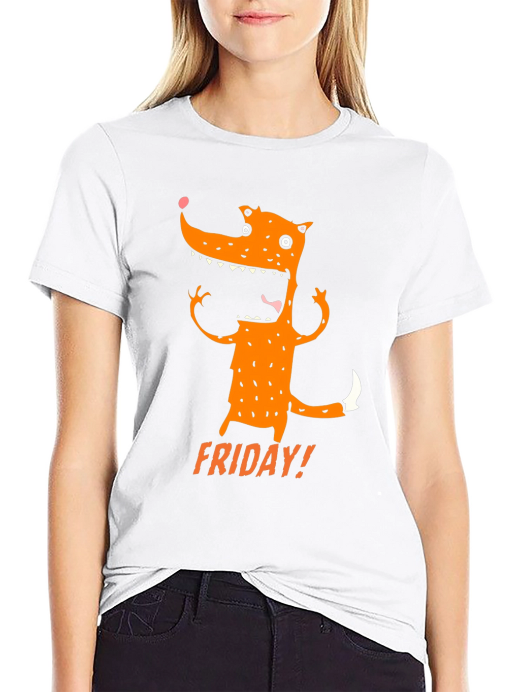 Funny Friday Fox Graphic Tee - Black