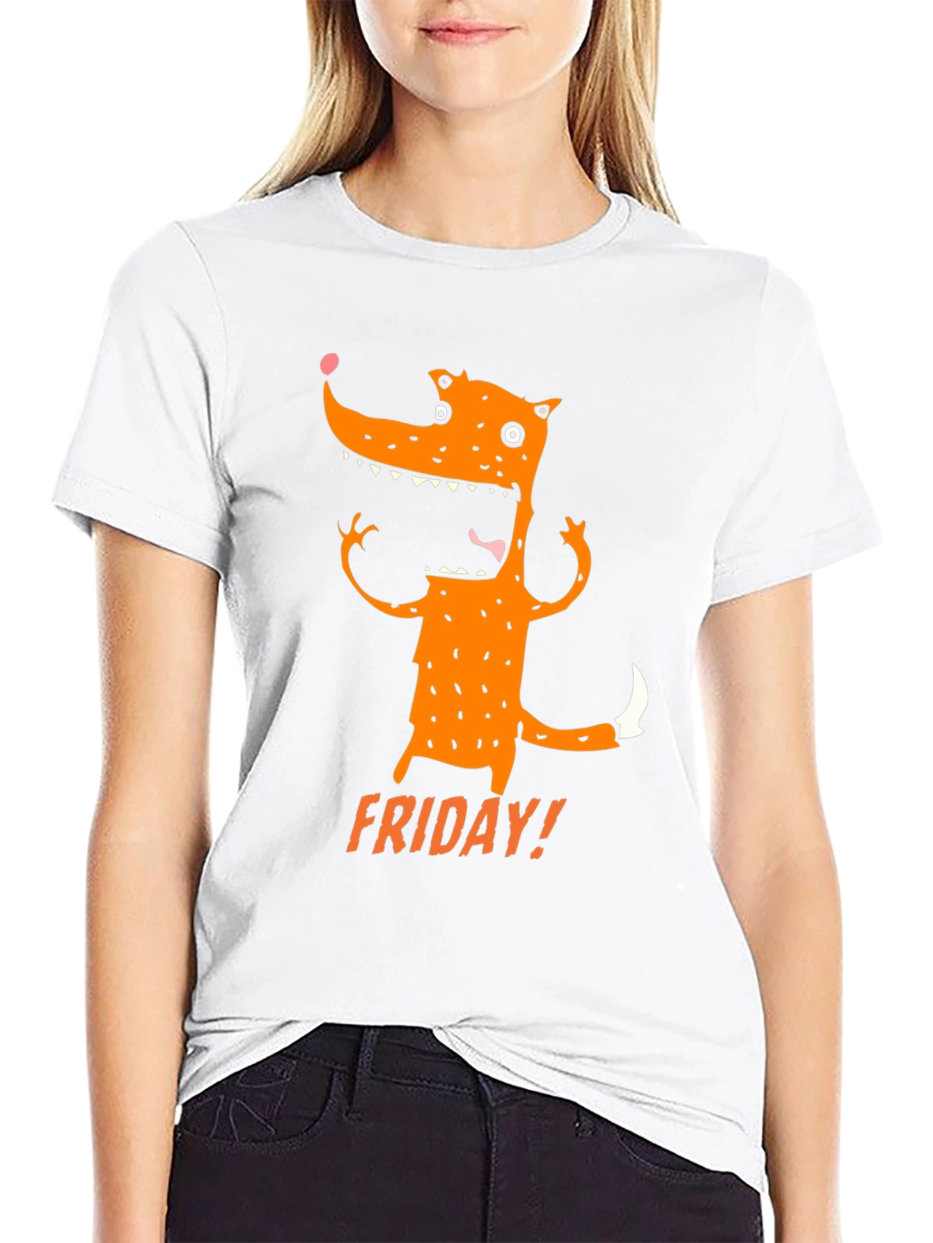 Funny Friday Fox Graphic Tee - Black