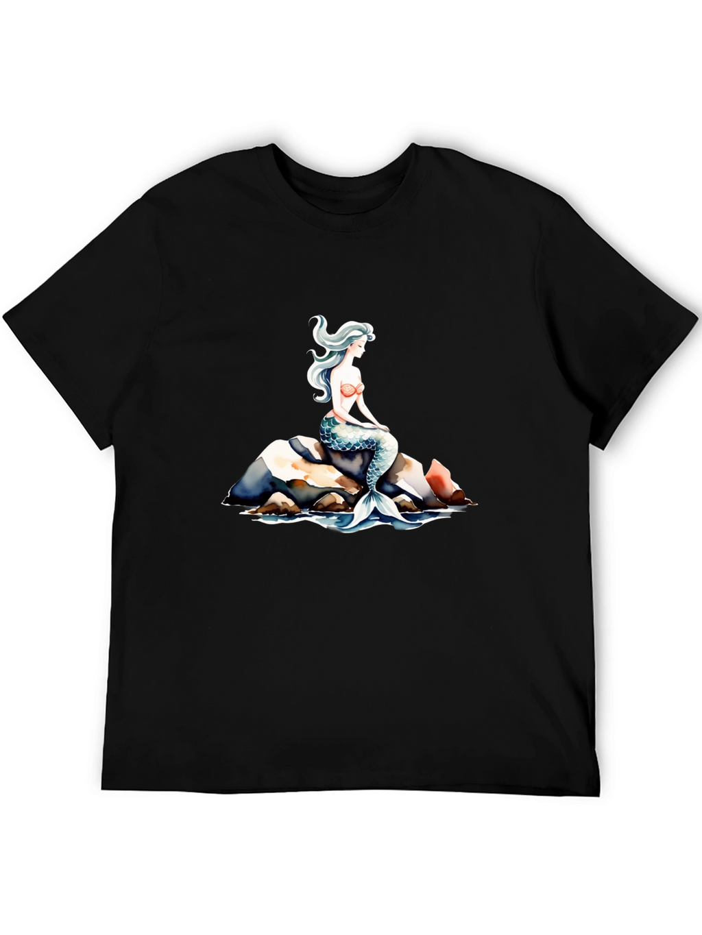 Mermaid Graphic T-Shirt - Black Cotton Tee