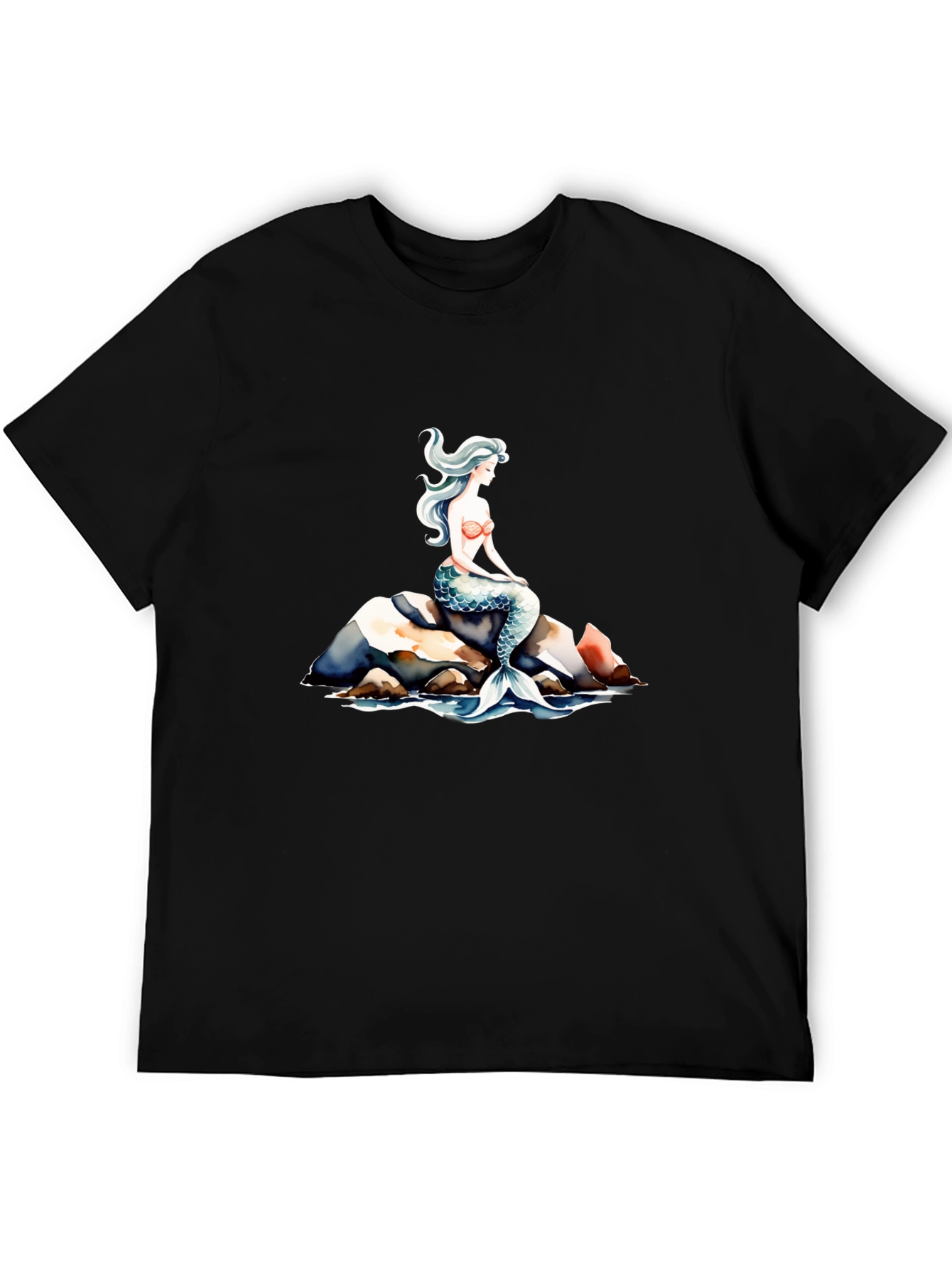 Mermaid Graphic T-Shirt - Black Cotton Tee
