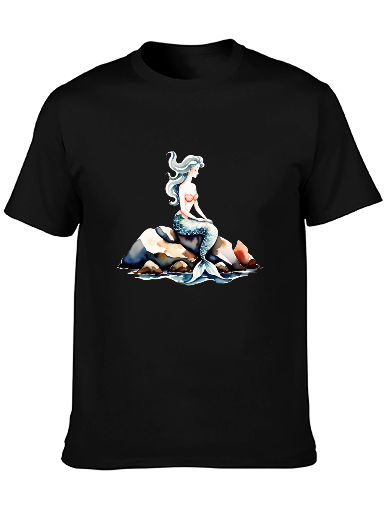 Mermaid Graphic T-Shirt - Black Cotton Tee