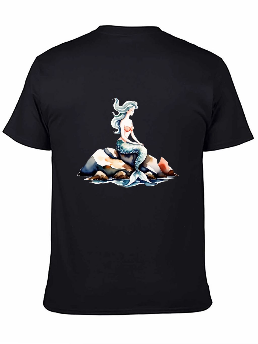Mermaid Graphic T-Shirt - Black Cotton Tee