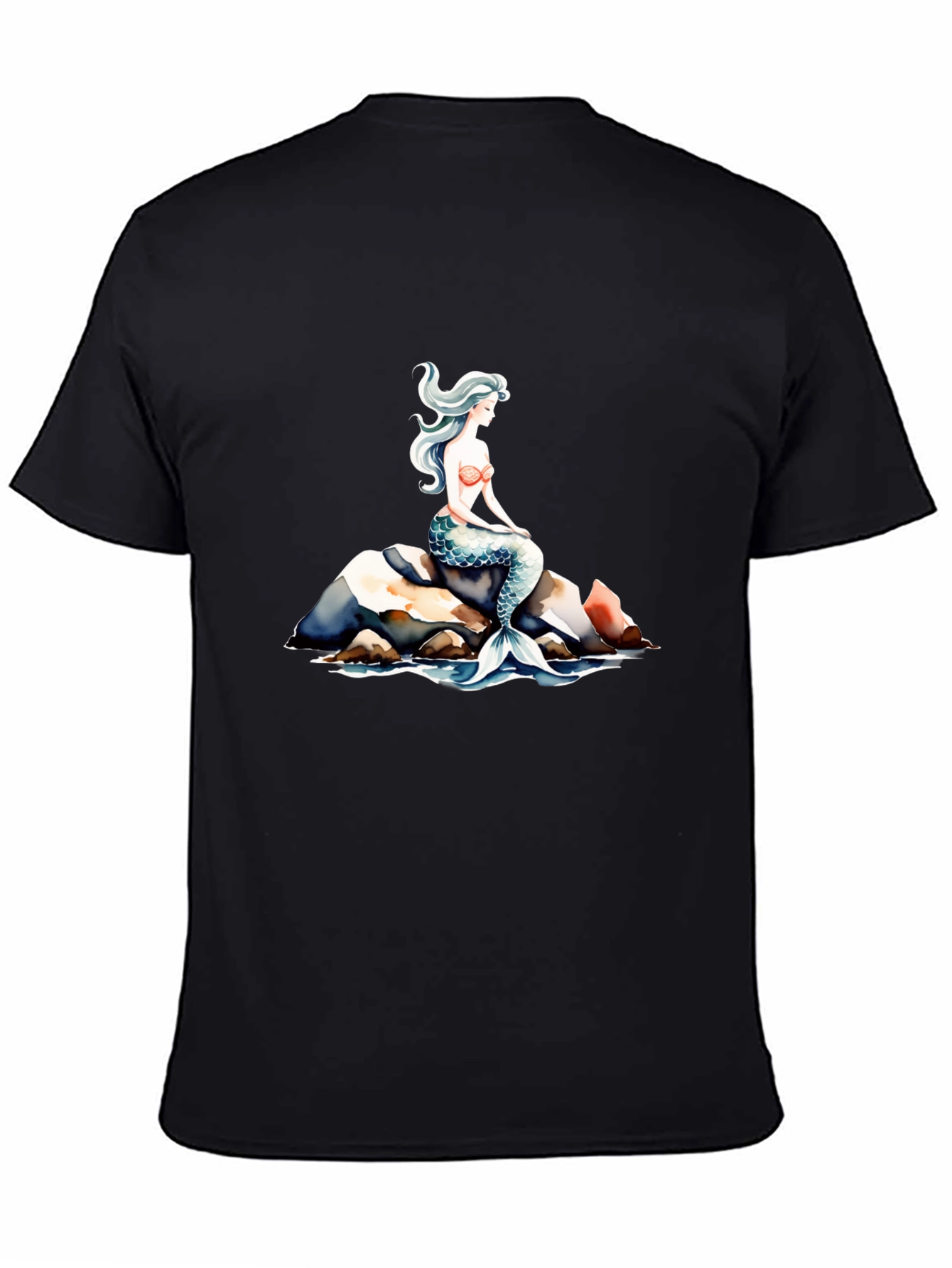 Mermaid Graphic T-Shirt - Black Cotton Tee