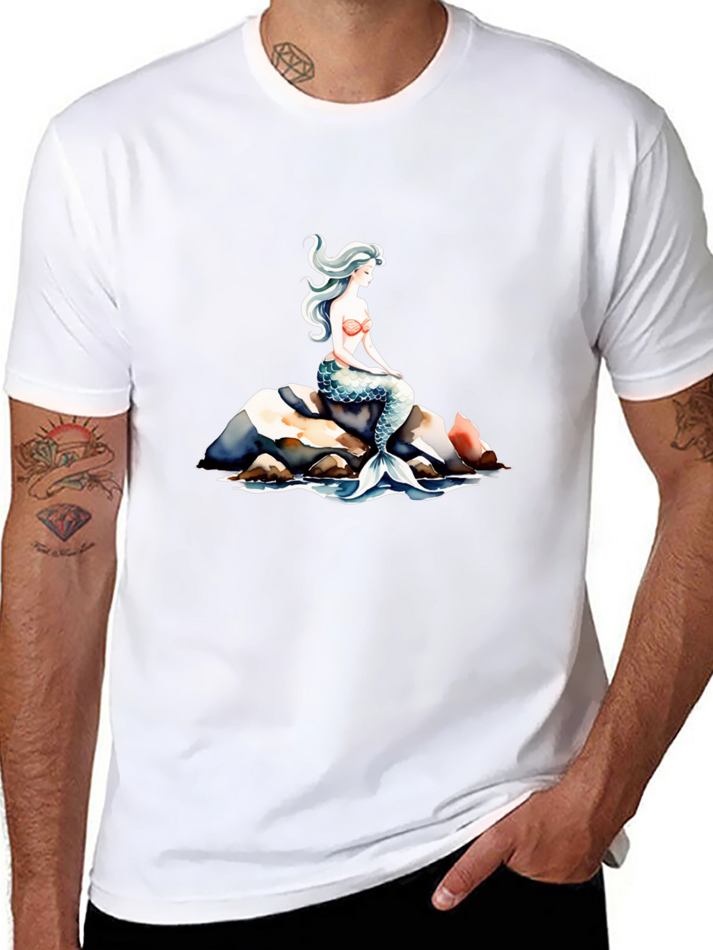 Mermaid Graphic T-Shirt - Black Cotton Tee