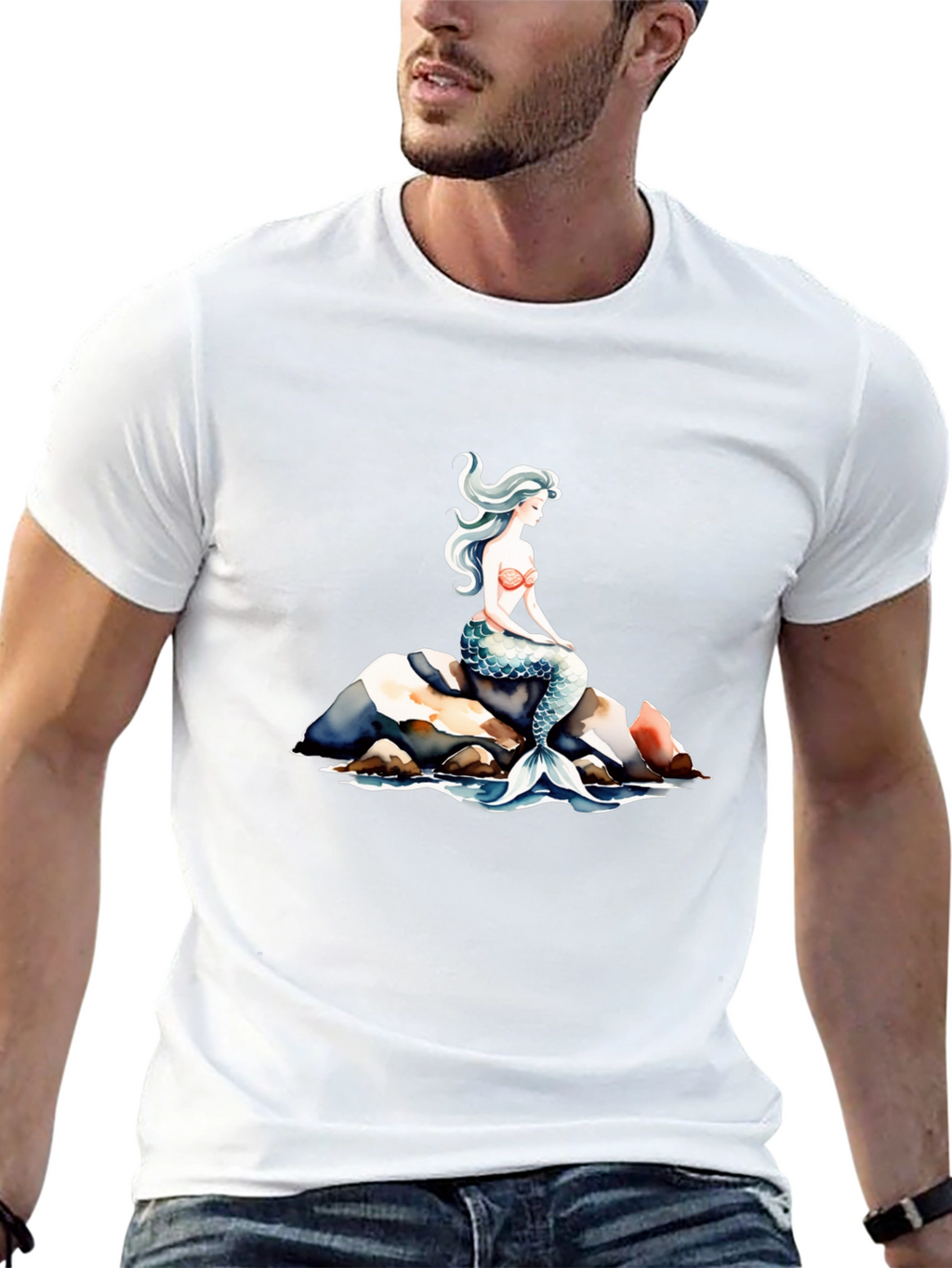Mermaid Graphic T-Shirt - Black Cotton Tee