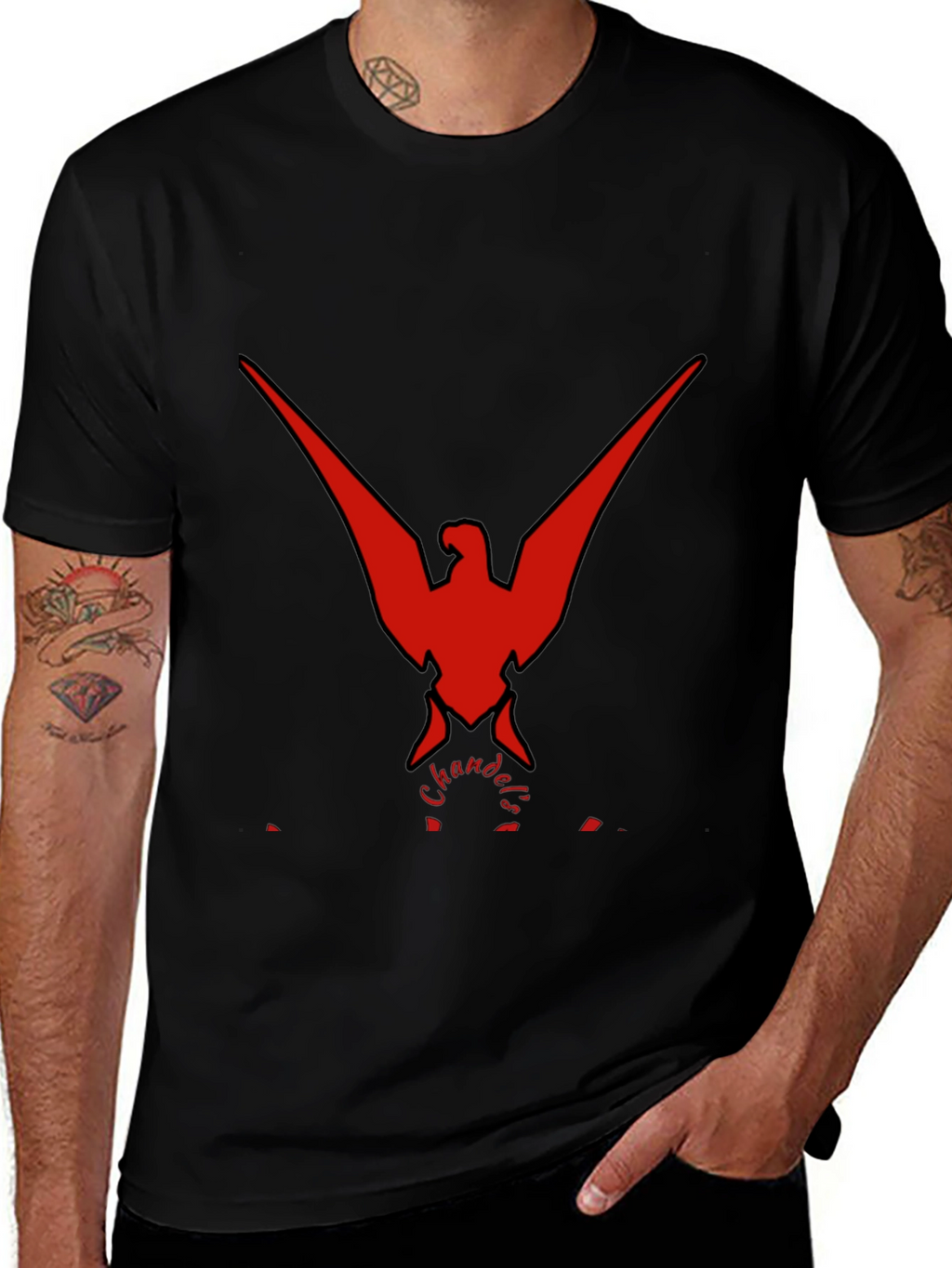 Bold Red Phoenix Graphic Black T-Shirt