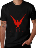 Bold Red Phoenix Graphic Black T-Shirt