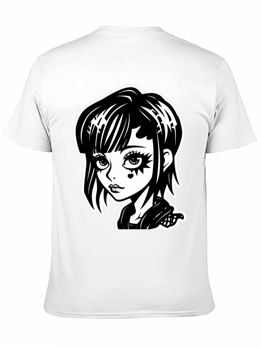 Gothic Girl Black T-Shirt - Cartoon Illustration
