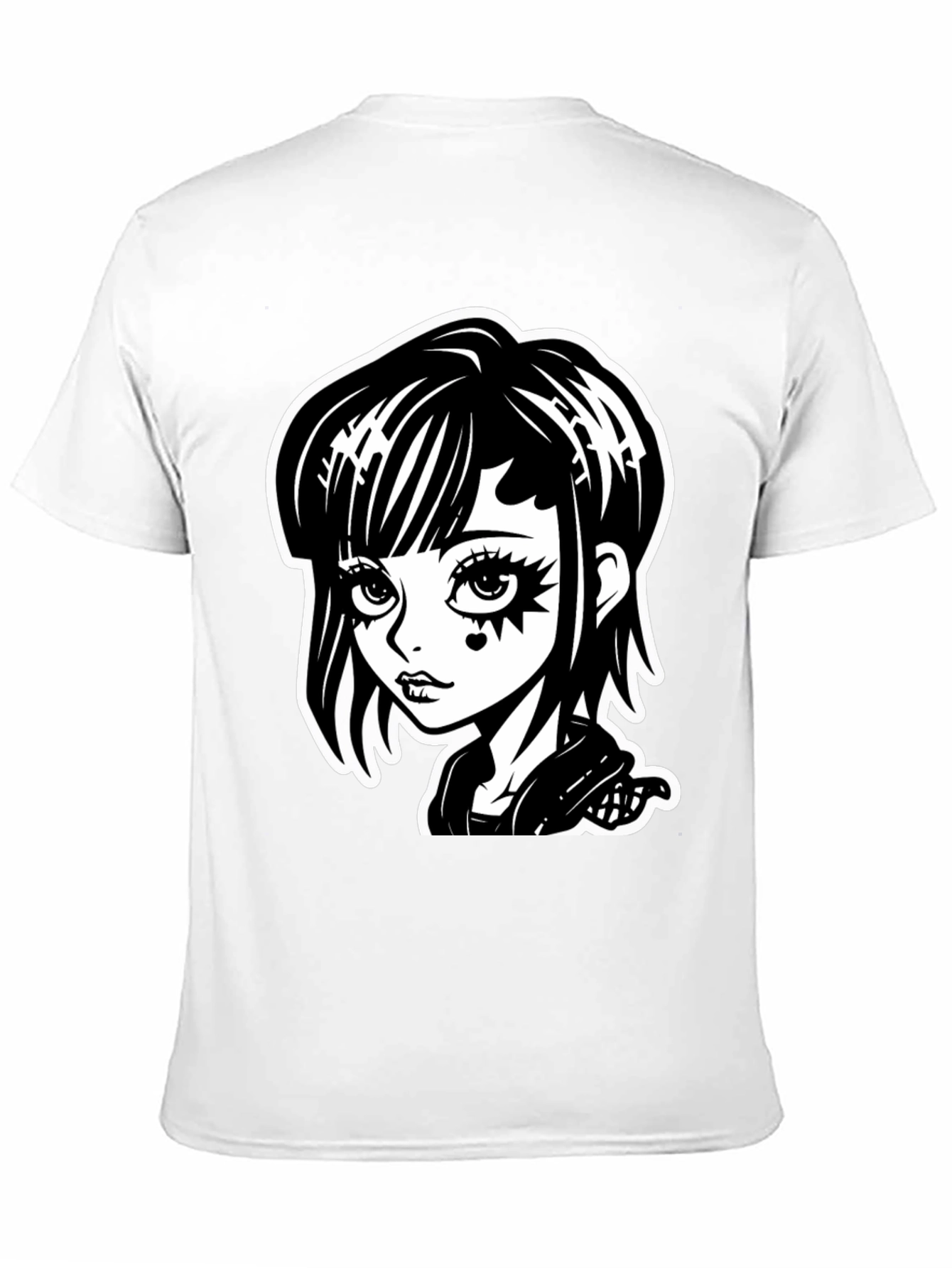 Gothic Girl Black T-Shirt - Cartoon Illustration