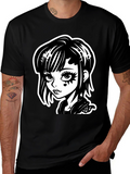 Gothic Girl Black T-Shirt - Cartoon Illustration