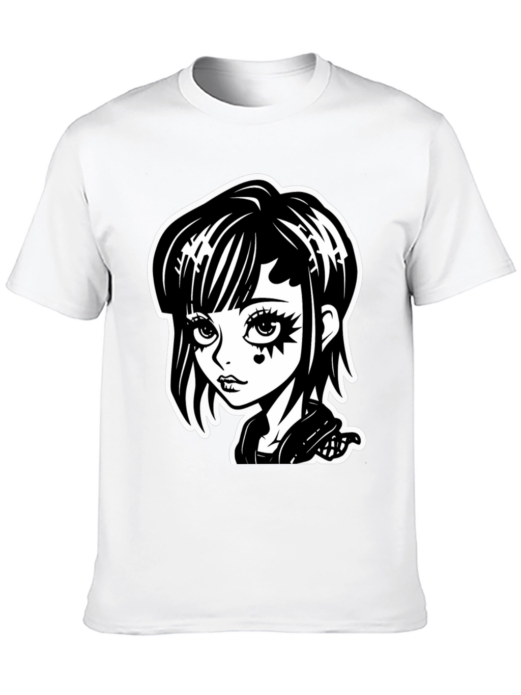 Gothic Girl Black T-Shirt - Cartoon Illustration