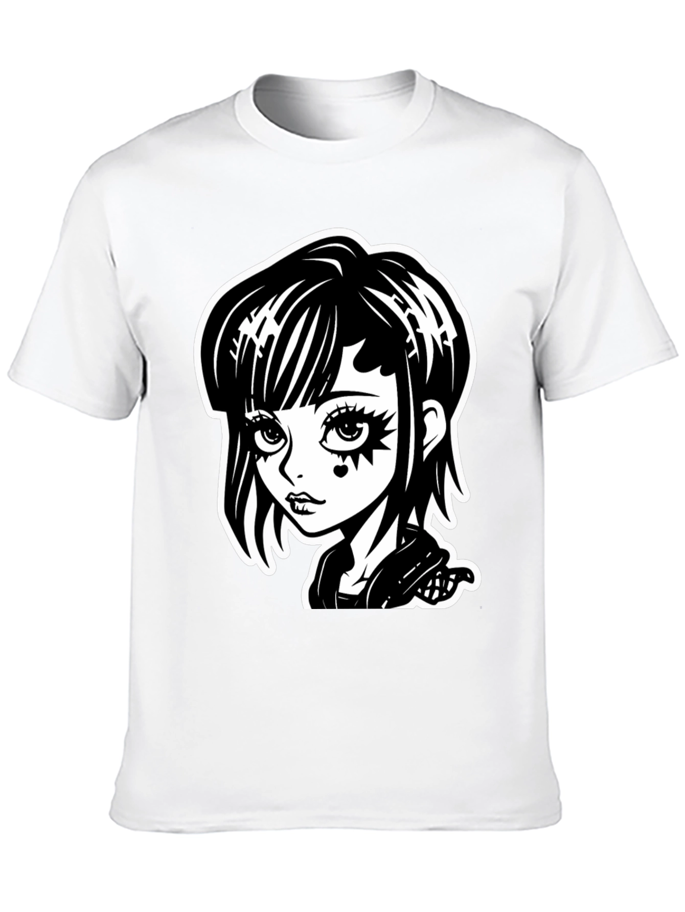 Gothic Girl Black T-Shirt - Cartoon Illustration