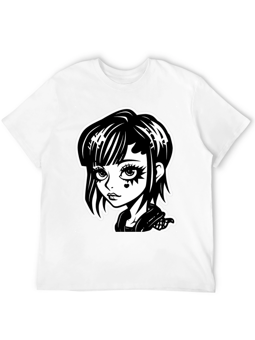 Gothic Girl Black T-Shirt - Cartoon Illustration