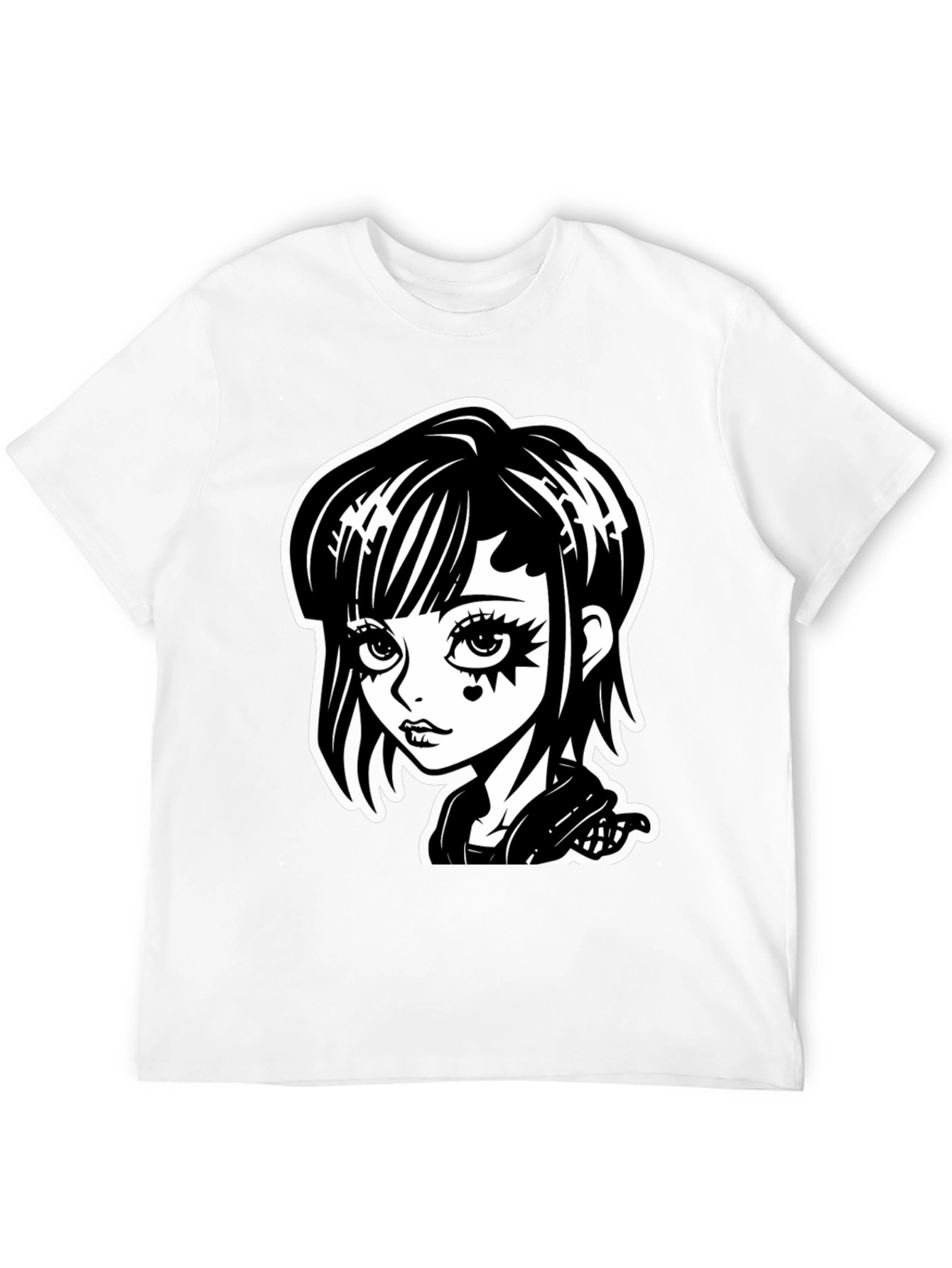 Gothic Girl Black T-Shirt - Cartoon Illustration