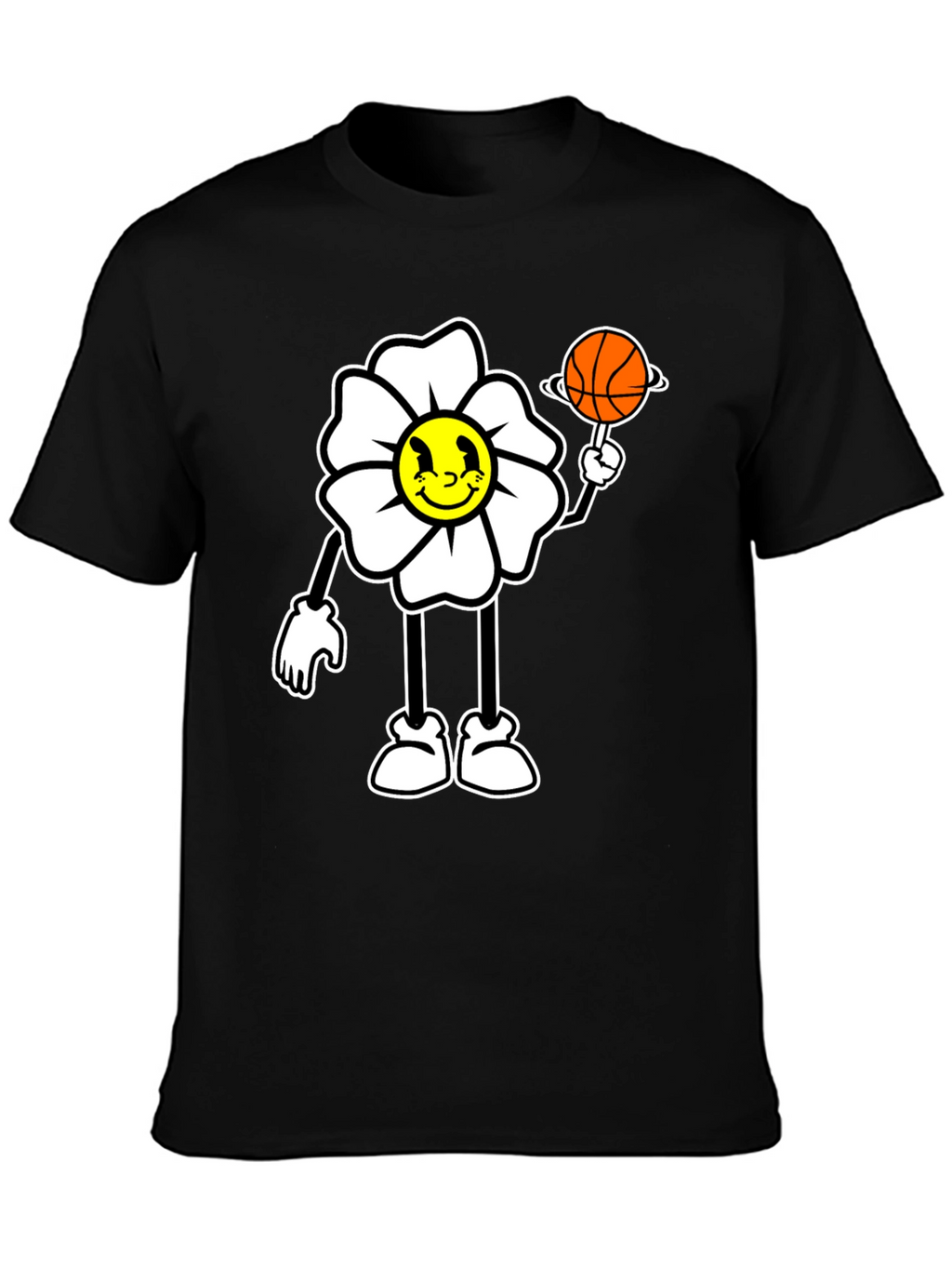Cartoon Flower Basketball Graphic Tee