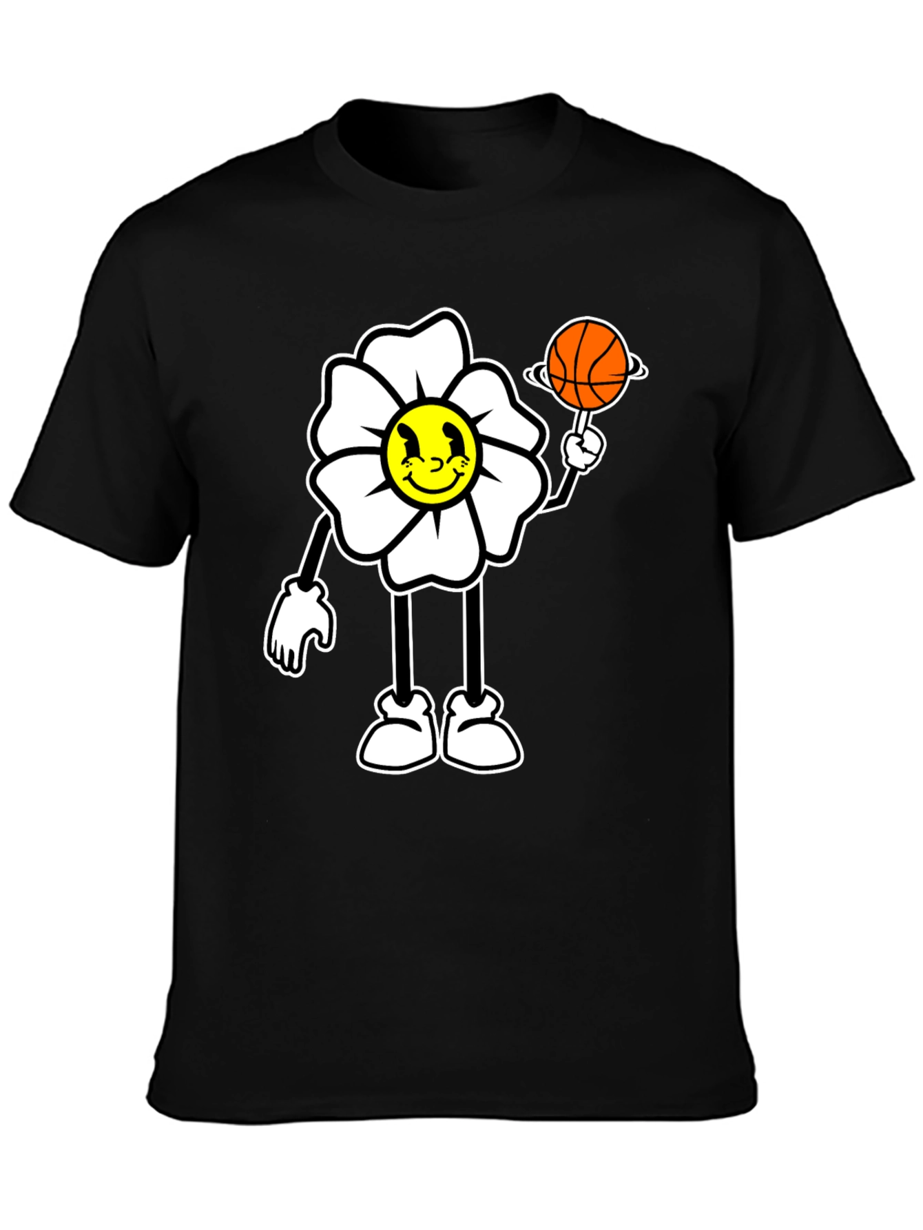 Cartoon Flower Basketball Graphic Tee