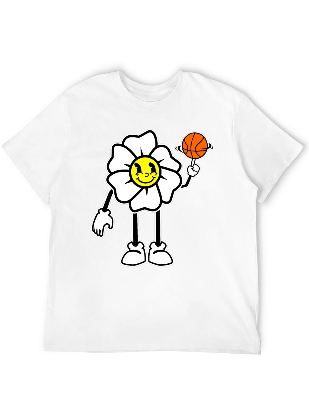 Cartoon Flower Basketball Graphic Tee