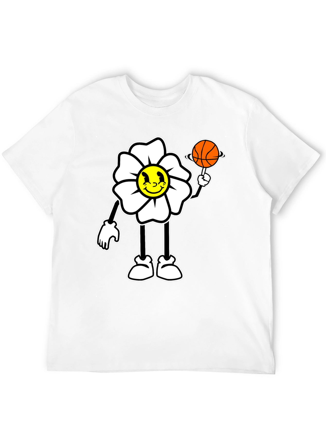 Cartoon Flower Basketball Graphic Tee