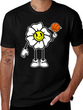 Cartoon Flower Basketball Graphic Tee
