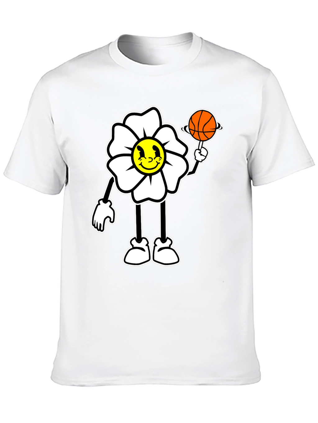Cartoon Flower Basketball Graphic Tee