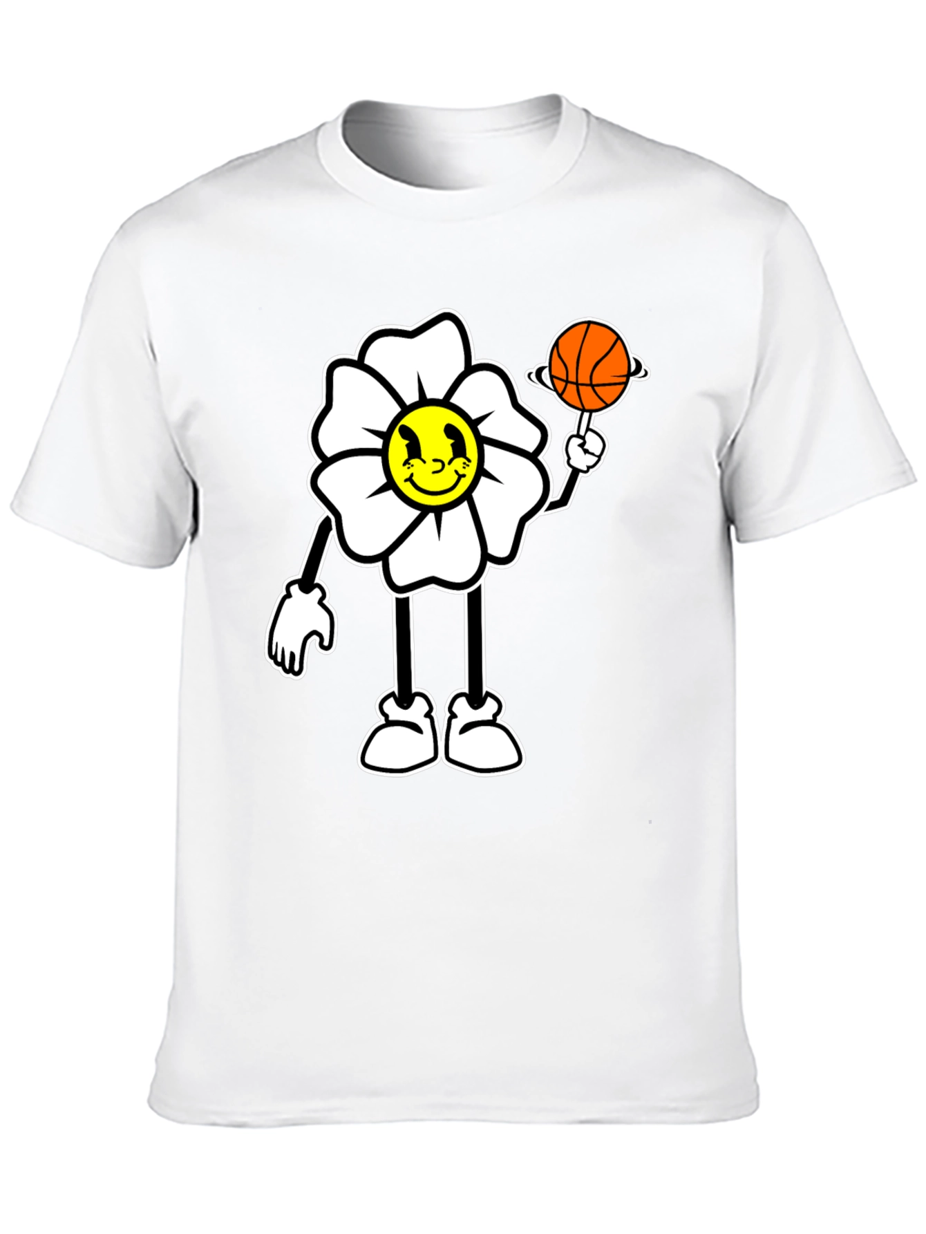 Cartoon Flower Basketball Graphic Tee