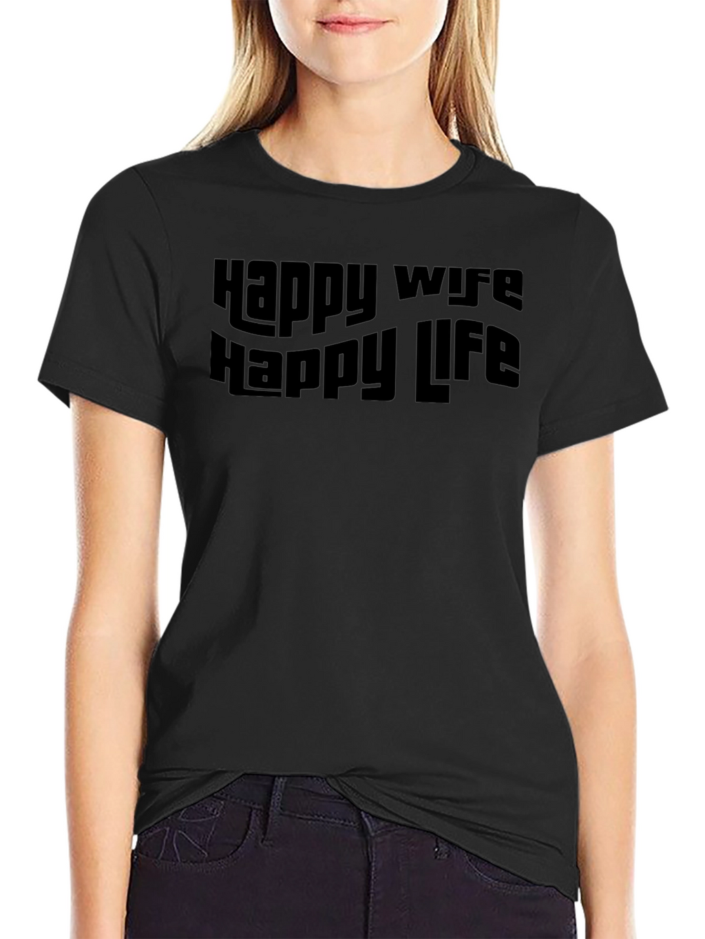 Happy Wife Happy Life Black Graphic Tee