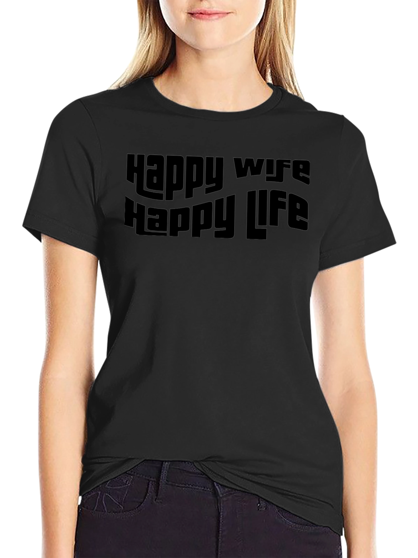 Happy Wife Happy Life Black Graphic Tee