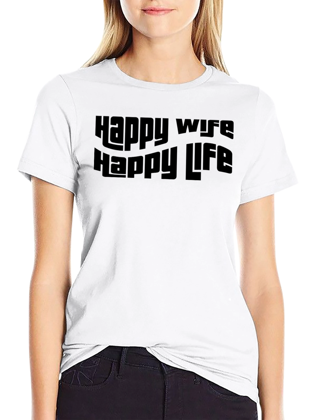 Happy Wife Happy Life Black Graphic Tee