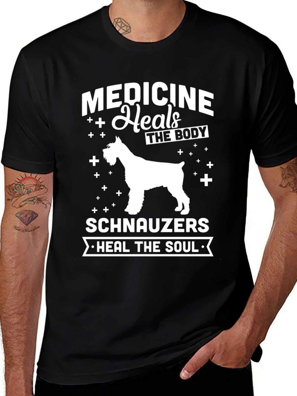 Medicine Heals The Body Schnauzers Heal The Soul T-Shirt