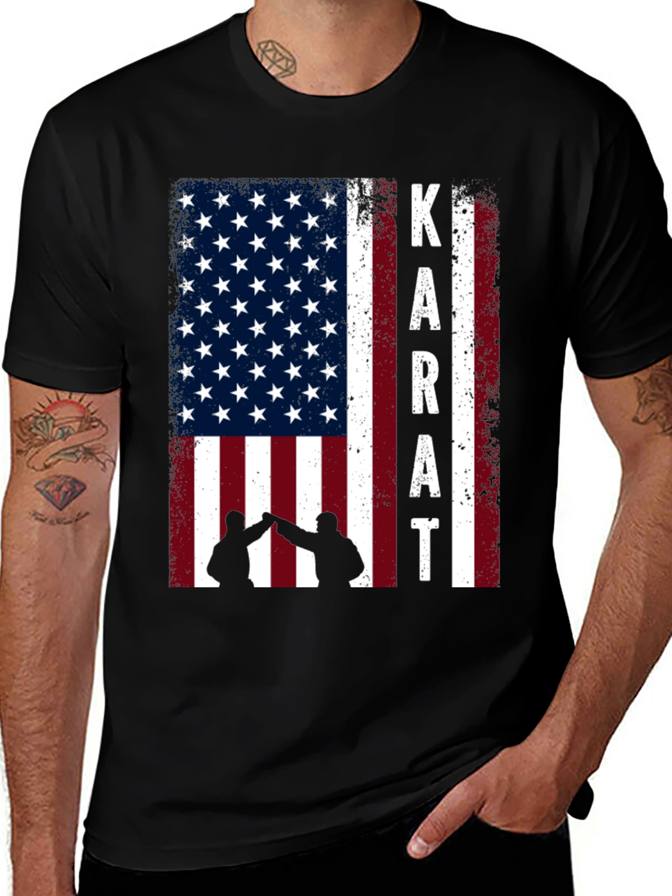 Karate USA Flag Graphic T-Shirt