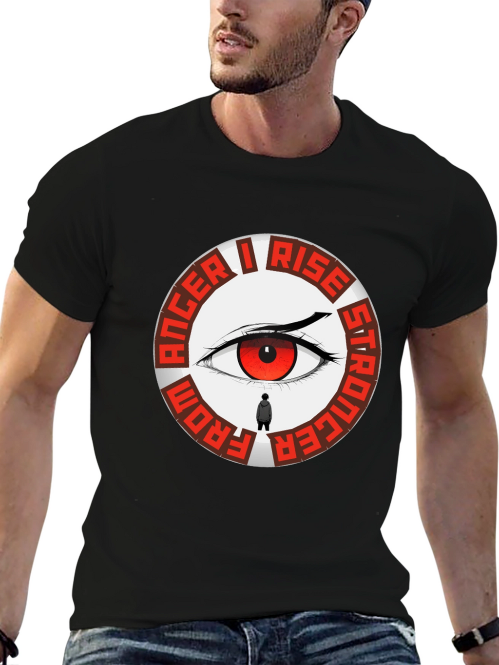 Anger I Rise Stronger Eye Graphic Tee - Black