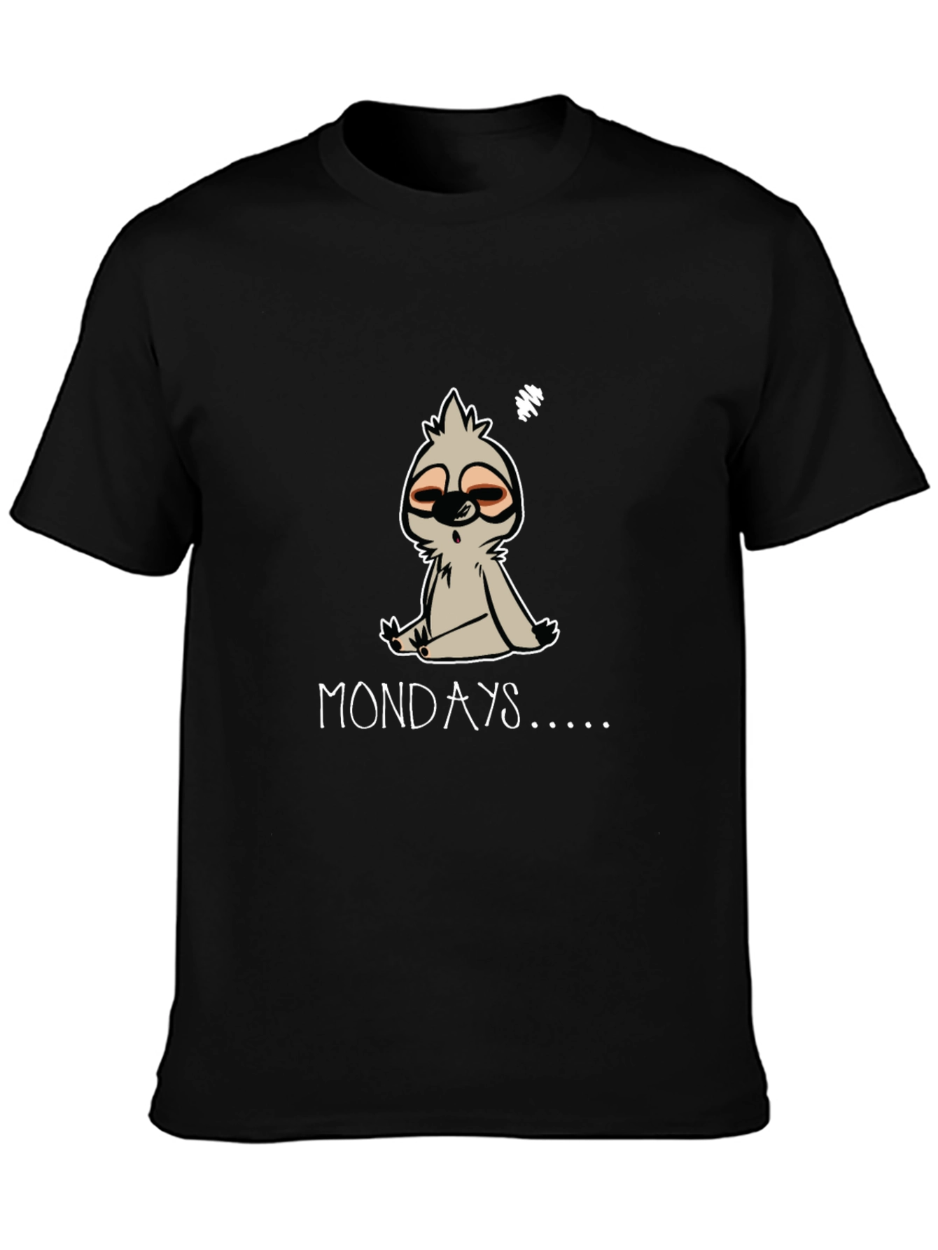 Lazy Sloth Mondays Graphic Tee - Black Cotton Blend