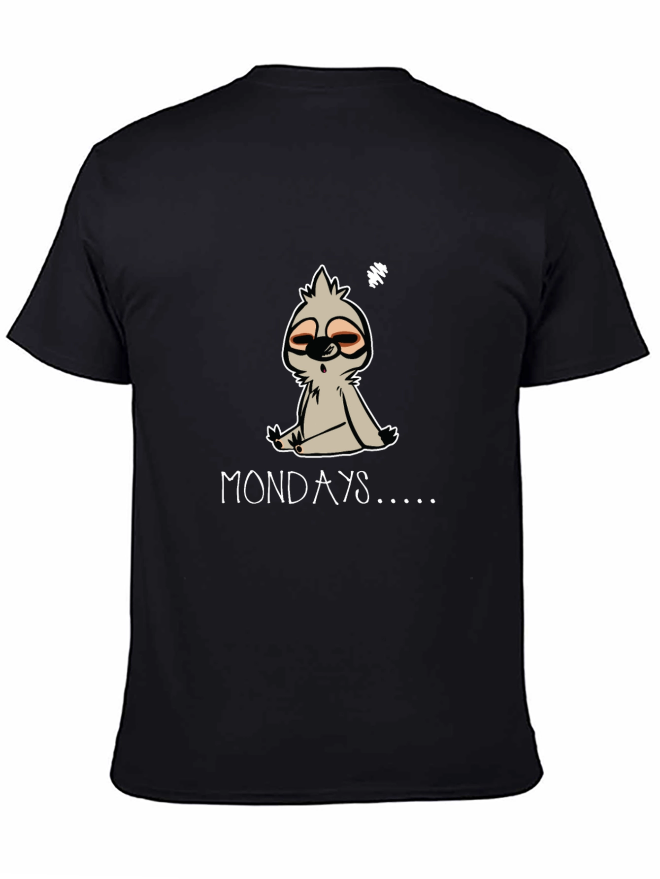 Lazy Sloth Mondays Graphic Tee - Black Cotton Blend