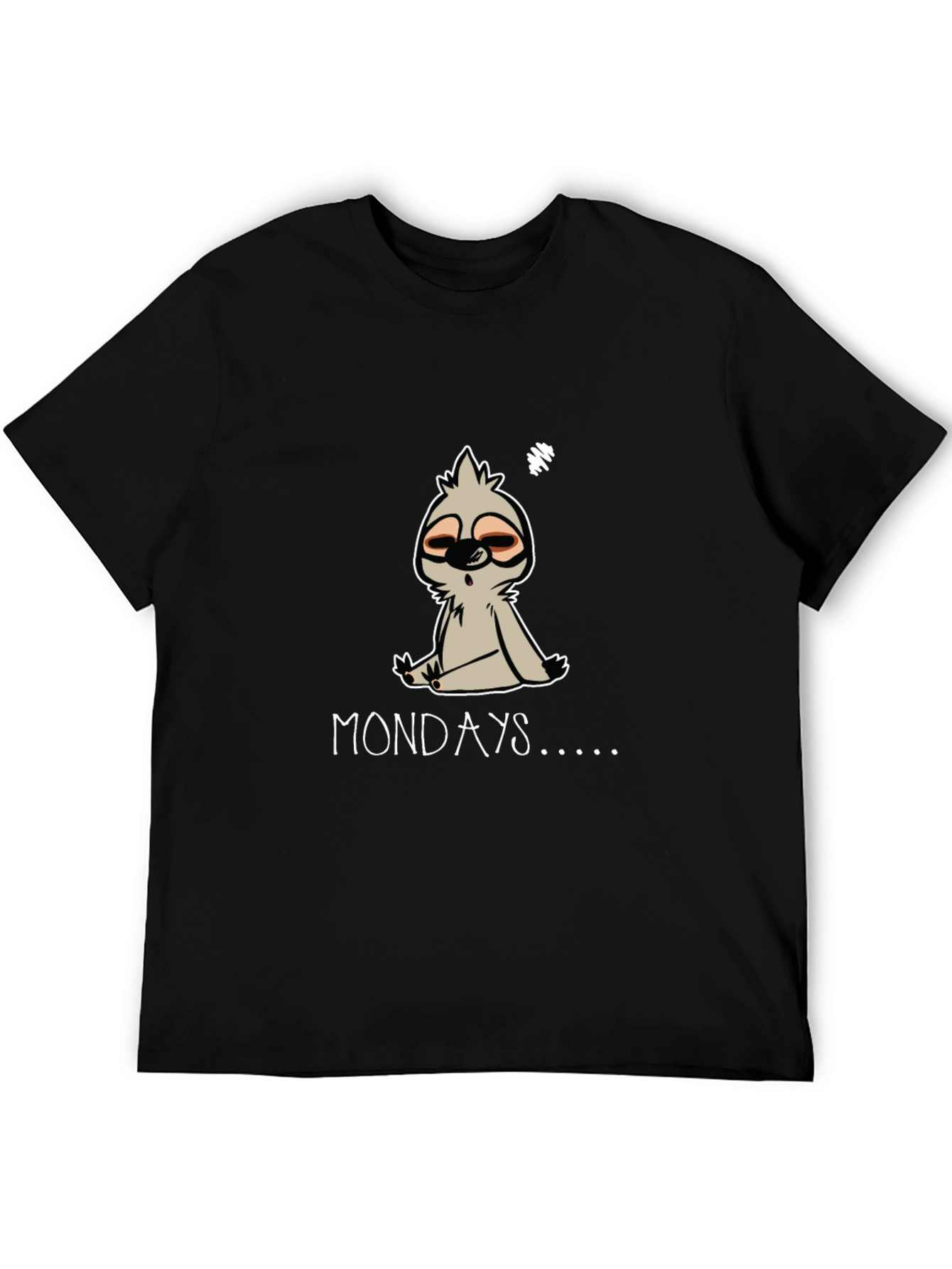 Lazy Sloth Mondays Graphic Tee - Black Cotton Blend