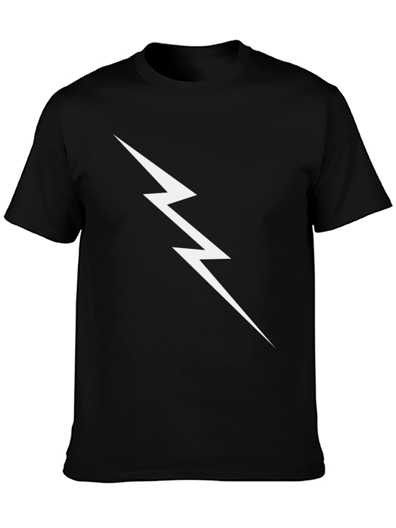 Lightning Bolt Graphic Tee - Black Cotton T-Shirt