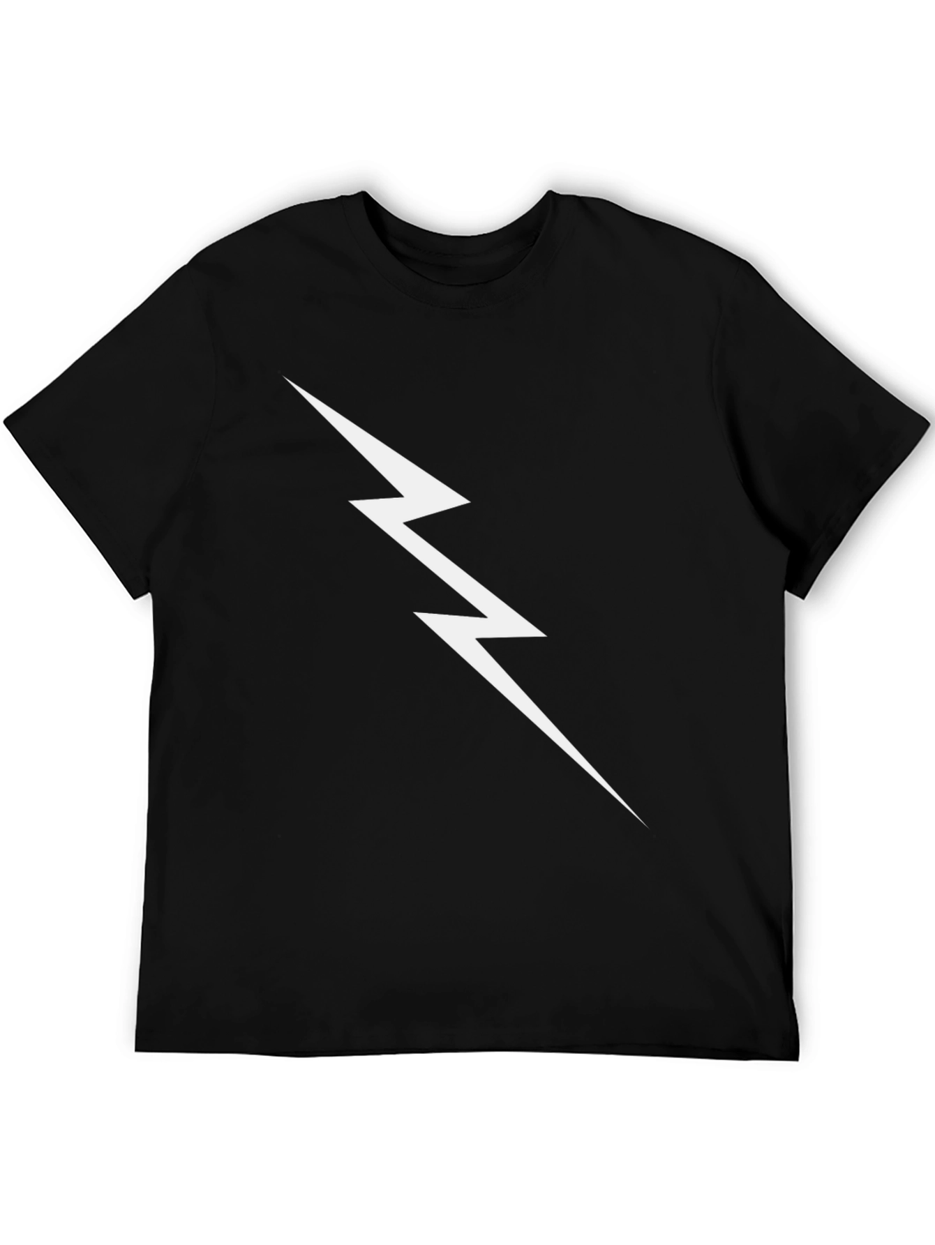 Lightning Bolt Graphic Tee - Black Cotton T-Shirt