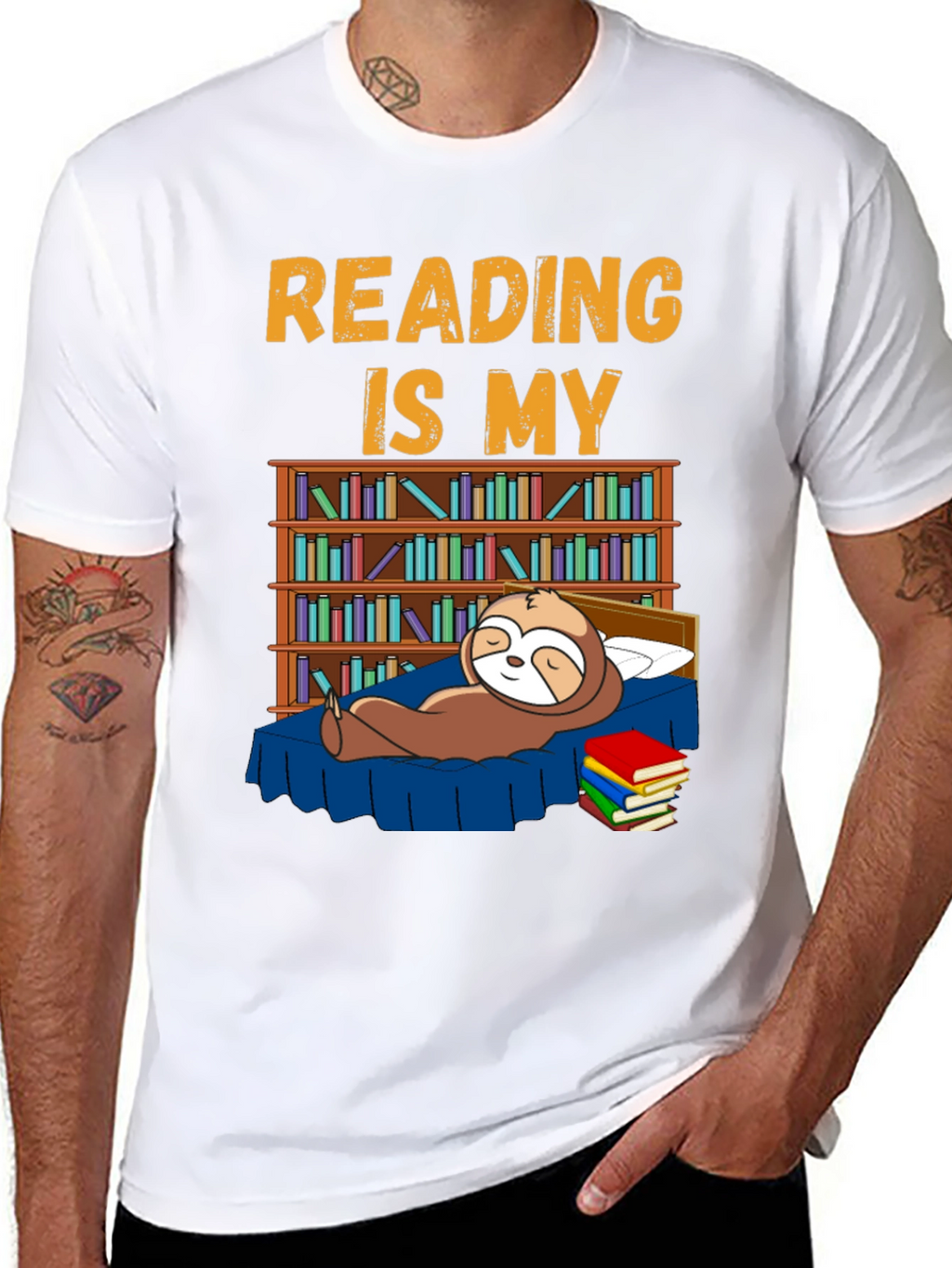Reading is My Bedtime Sloth T-Shirt