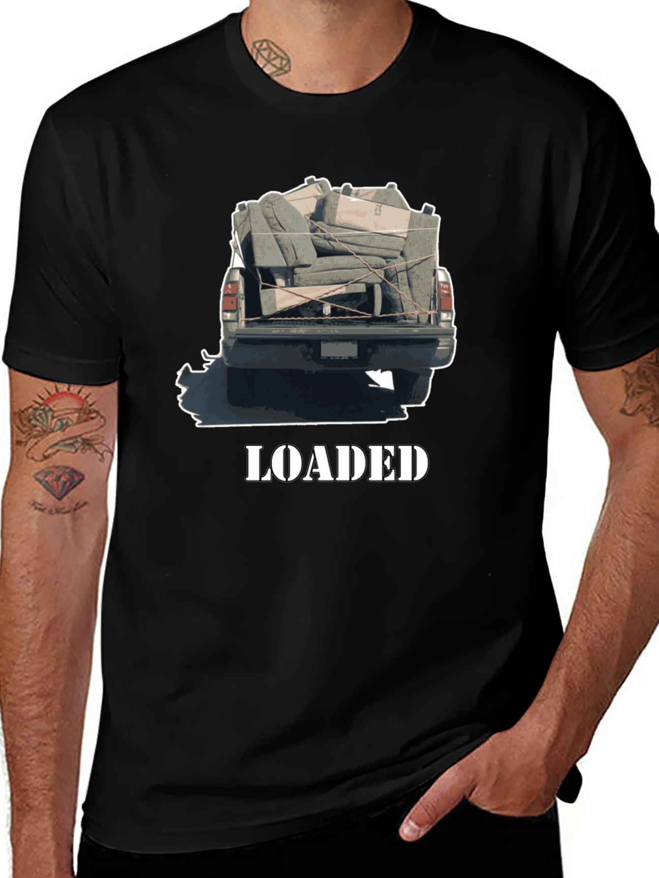 Loaded Truck Graphic Tee - Quirky Black T-Shirt